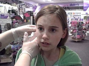 Ear piercing at Claire's